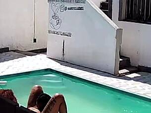 caught my tanned neighbor wife fucking black bull poolside cuckold style?