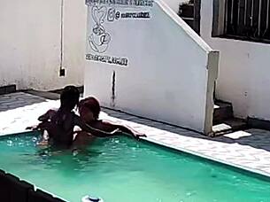 caught my tanned neighbor wife fucking black bull poolside cuckold style?