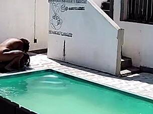 caught my tanned neighbor wife fucking black bull poolside cuckold style?
