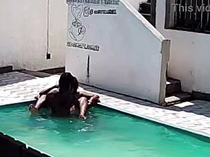 caught my tanned neighbor wife fucking black bull poolside cuckold style?