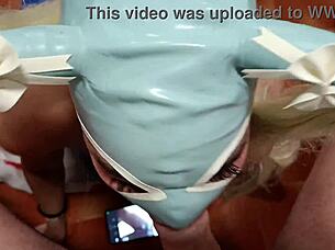 Blonde Milf Pigtails Swing in Gagging POV Cum Swallow