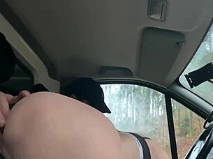 bus driver pulls over for unexpected wet pussy pounding in forest