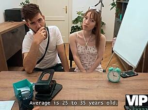 sexy czech babe sucking cock for cash in steamy office casting interview pov