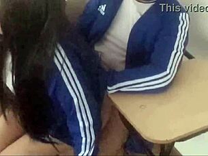 Wtf cute student fucked hard by classmate in class! 📚😈