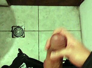 skinny stud jerks monster cock in work bathroom pov solo tease
