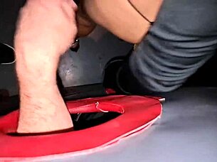 brazilian wife bends over glory hole for two cocks doggystyle