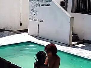 caught my tanned neighbor wife fucking black bull poolside cuckold style?