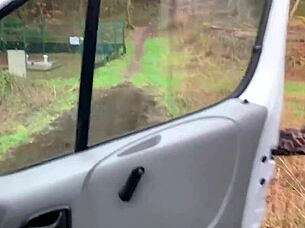bus driver pulls over for unexpected wet pussy pounding in forest