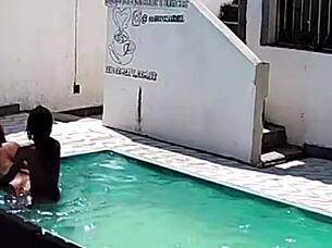 caught my tanned neighbor wife fucking black bull poolside cuckold style?