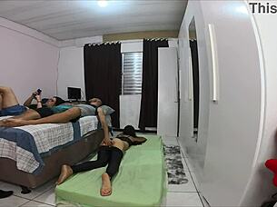 wife shares tight room with horny friend