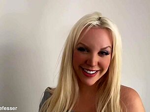 Horny cop Blondie Fesser arrests stud for dirty cock play at work