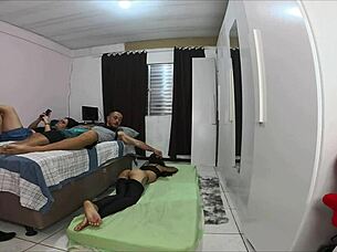 wife shares tight room with horny friend