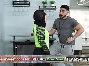 Virgin Hijab Girl Learns Intense Sex From Coach In Leggings