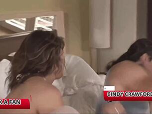 Hey, watch Cindy Crawford handle that massive monster cock like a pro!
