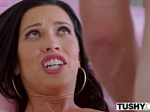 tushy raw first anal creampie with gaping brunette ass