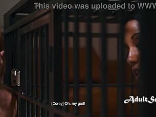 Curious teen sneaks into freaky neighbors' cage for black bdsm fun