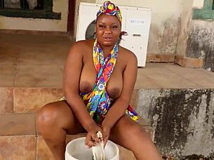 Army soldiers ravage horny black housewife outdoors