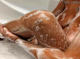 Hot tanned babe bathroom tease after turkey vacation