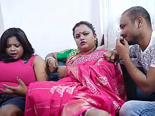 two desi indian curvy babes share cock in hardcore threesome hindi!
