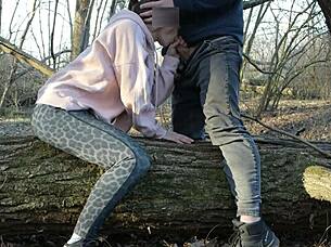 red bitch gulps dick deep forest cheating rush