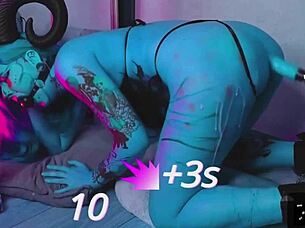 Gagged cosplayer's tight ass takes huge toy punishment