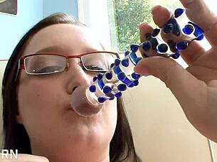 Nerdy glasses teen craves anal dildo and throbbing cock fuck!