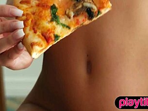 petite tattooed blonde milf elsa jean strips nude in kitchen