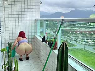 That maid's tiny shorts tease her perfect bubble butt begging for fetish pounding