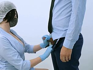 Nurse Tests Huge Cock with Prostate Massage for Sperm Sample