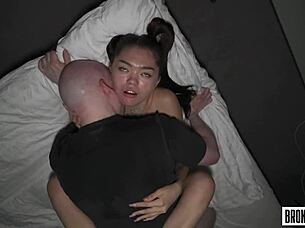 Petite Asian dorm teen submits to passionate creampie pounding