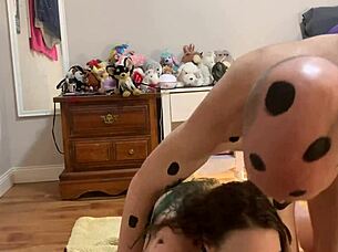 Skinny cutie takes hard puppy play fuck