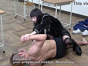 japanese mistress teacher tickles in skirt