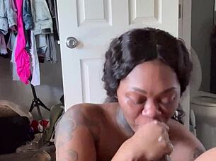Watch her give sloppy morning head on that monster cock!