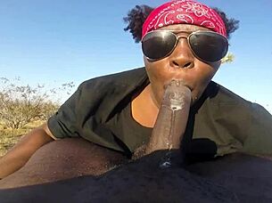 Public 4TH JULY SLoppy DEEPTHROAT on HUGE BLACK COCK Cumshot