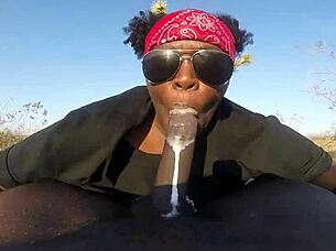 Public 4TH JULY SLoppy DEEPTHROAT on HUGE BLACK COCK Cumshot