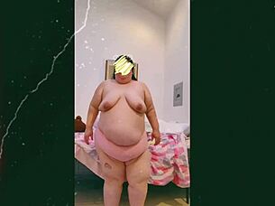 mature cougar shakes saggy tits in horny topless cam dance