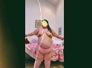 mature cougar shakes saggy tits in horny topless cam dance