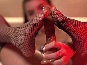 rate my sexy brunette footjob with toys and ass shake