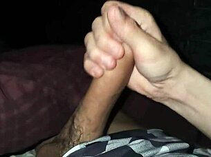 in the lonely dark bedroom, passionate masturbation ends in huge cumshot