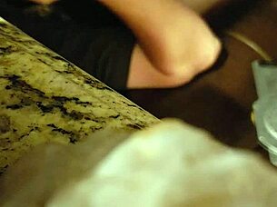 BBW Julie jiggles big tits in hidden cam blowjob swallow