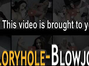 Redheaded whore sucks big black cock gloryhole creampie