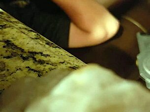 BBW Julie jiggles big tits in hidden cam blowjob swallow