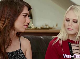 blindfolded les teens finger petite tits passionately