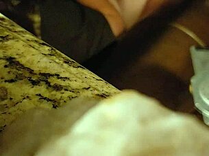 BBW Julie jiggles big tits in hidden cam blowjob swallow