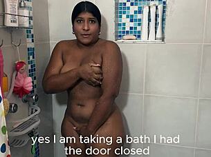 curvy wife moans as guy pounds her tight pussy in steamy shower cumfill