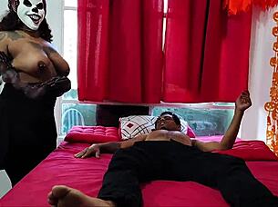 halloween sub turns domme sniffing giant pumpkin ass