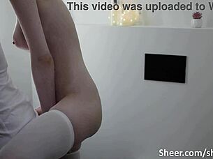 Roommate bends me over for rough creampie pussy fuck