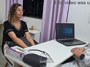 Doctor examines student's belly in outdoor uniform roleplay pov flashing