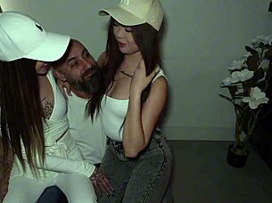 girlfriend's stepdad fucks tight pussy deepthroat cumswap