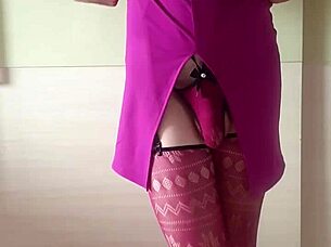 i love teasing in my burgundy lingerie and stockings